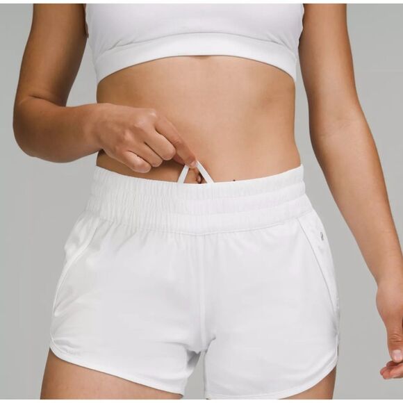 Lululemon Tracker Low Rise Lined Elastic Waist Short Shorts White 8 - Picture 1 of 13